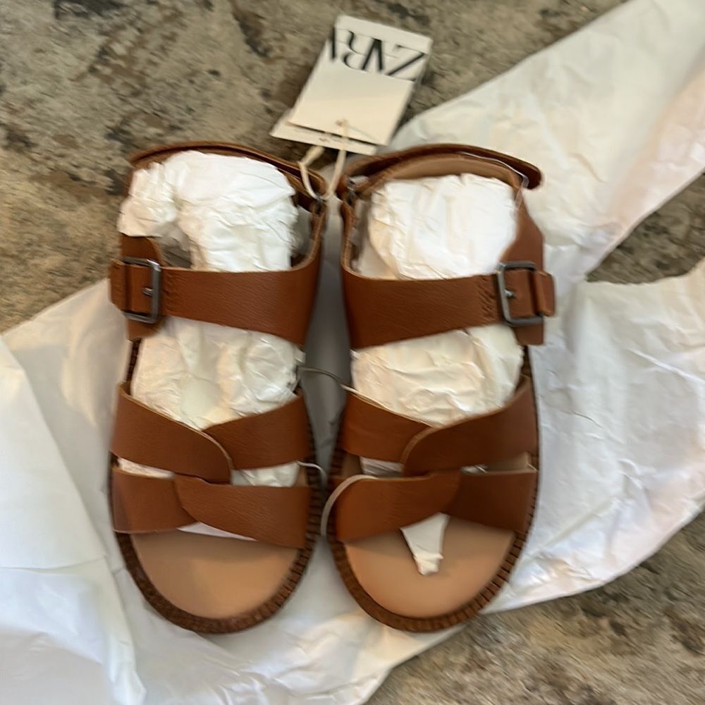 ZARA Kids | Brown | LEATHER SANDALS - Picture 7 of 8